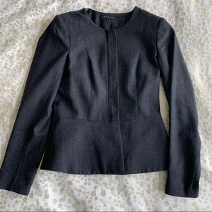 Theory Grey/Black Peplum Blazer